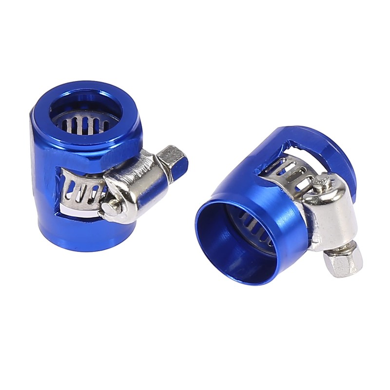 X AUTOHAUX 4pcs AN6 Hex Blue Car Hose Finisher Clamp