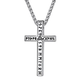 Supcare Rune Necklace for Men Boys Viking Rune Pendant Viking Rune Necklace with Deer/Bear Claw/Wolf Head/Cross Pendant Punk Lucky Charm Viking Jewellery for Birthday Valentine's Day, Stainless Steel