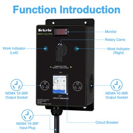 Manual EV Charging Switch for Dryer & EV, NEMA 10-30, Durable Hand-Operated Selector for Flexible Power Sharing, Enhanced Compatibility