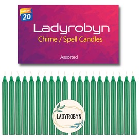 ladyrobyn Set of 20 Candles Chime Candles/Stick Candle/Spell Candle Set of 20 | Spell Candle | Unscented Spell Candles (Green)