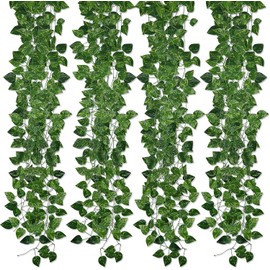 Kalolary 12 Pack Artificial Ivy Garlands, 88FT Scindapsus Leaf Fake Vines Plants Greenery Hanging Plants Vine Fake Plants for Wedding Bedroom Background Arch Wall Jungle Table Office