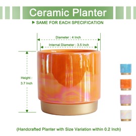 Gepege Succulent Pots for Plants, Succulent Planter with Drainage Holes, Ceramic Pot for Indoor Plant, Set of 4