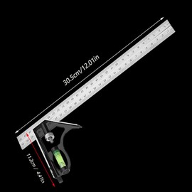 Fdit Adjustable Combination Square Rule Engineer Measuring Metal Right Angle Ruler Tool 300mm 12inch