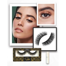 Eyelashes with Glue, Strip False Lashes, Natural Thick Volume Eyelashes, Fake Lashes
