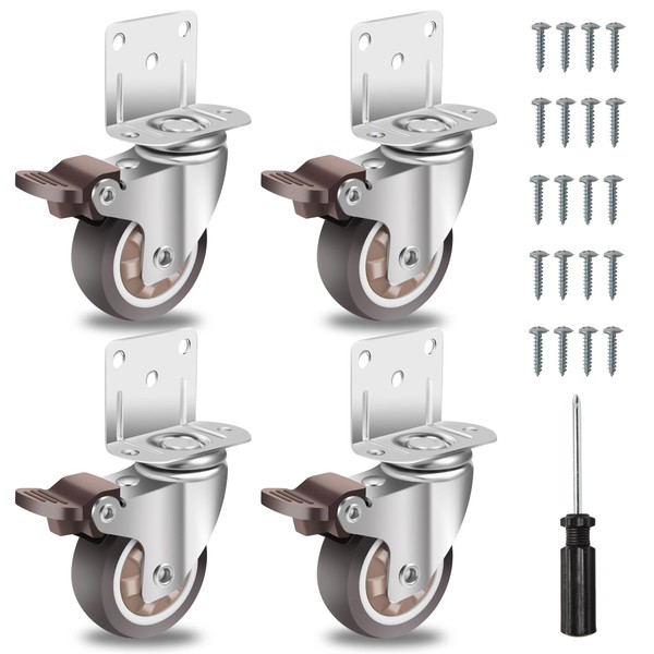 W B D WEIBIDA L-Shaped Caster Wheels with Brakes, 2
