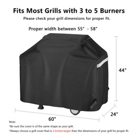 Hisencn 60 Inch Gas Grill Cover for 3 to 5 burner, Heavy Duty Waterproof BBQ Cover for Nexgrill 720-0830H 720-0888S 720-0888N, Dyna Glo DGF493PNP-D, for Weber, Brinkmann, Char Broil, Jenn Air and more