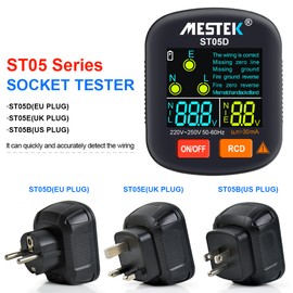 30-250V Portable Digital Socket Tester Detector RCD Voltage Tester Ground  Polarity Phase Check Tool with Color Display