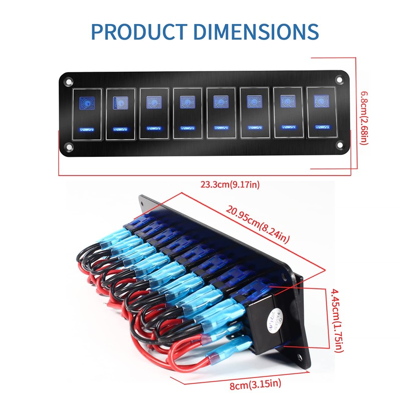Rocker Switch Panel – 8 Gang Aluminum Toggle Switch Panel,