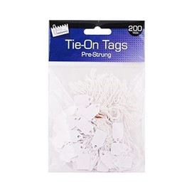200 White Strung Tags Pre Strung Tie on Tags 13mm x 20mm