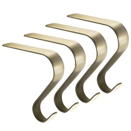 Poualss Christmas Stocking Holders Metal Stocking Hangers Non-Slip Christmas Stocking Hooks for Fireplace Mantle