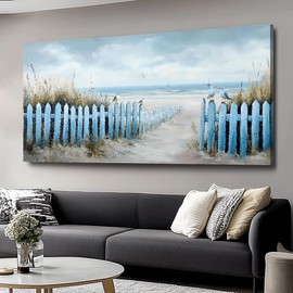 Wall Art for Living Room Large Beach Oil Painting Ocean Sea Bird Seagull Canvas Artwork Framed Ocean Themed Artwork Seascape Coastal Picture for Office Bedroom Decor 40x20in