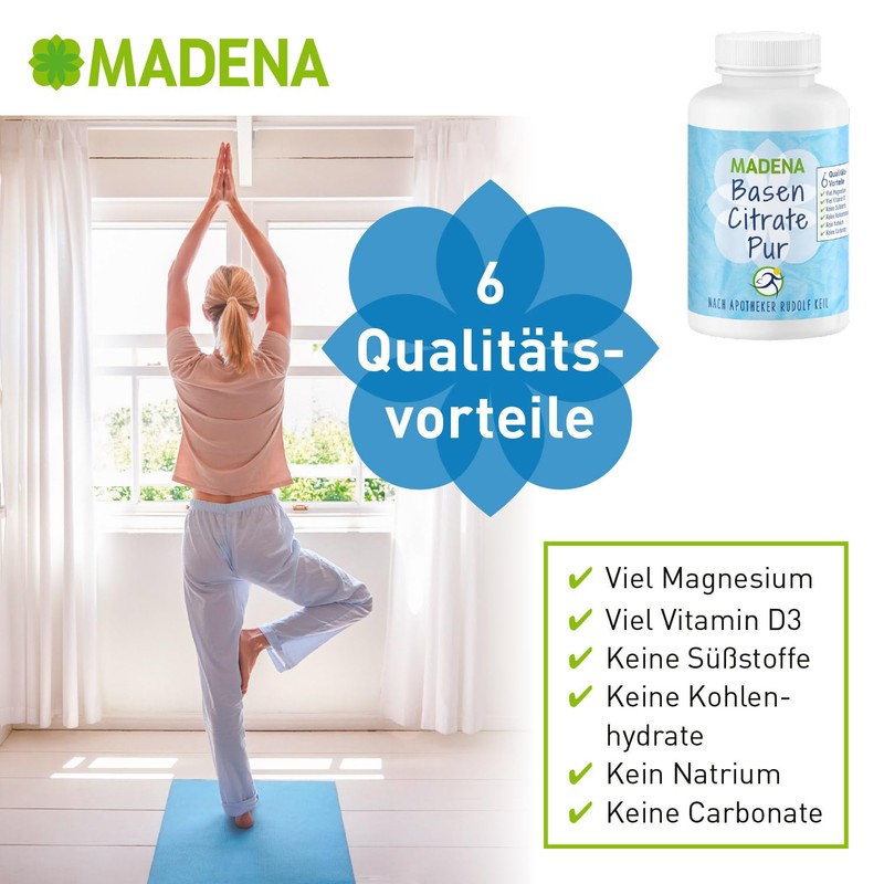 MADENA BasenCitrate Pure, 180 Capsules, Electrolyte Supplier with 100% Organic