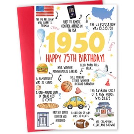 Beixian Funny 75th Birthday Card for Women Men, Happy 75th Birthday Gifts for Dad Mom, Unique 75 Year Old Birthday Decorations for Him Her, 1950 Birthday Card