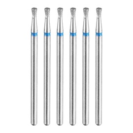 sourcing map 6pcs 120-140 Grits Diamond Grinding Bit 2mm Inverted Cone Head 2.35mm Shank 2mm Length Stone Sanding Drill Bits Rotary Tool for Ceramic Glass Nails Grinding Polishing