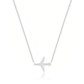 WUNZILO 1 x Women's Stainless Steel Aeroplane Pendant Necklace, 18 K Gold-Plated, Gift Valentine's Day, Birthday for Women and Girls, with Gift Box