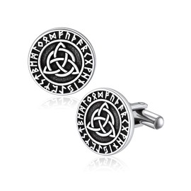 Bandmax Cufflinks for Men Stainless Steel Celtic Knot Cufflinks Tie Clips Mens Viking Celtic Accessory Gift for Husband Father