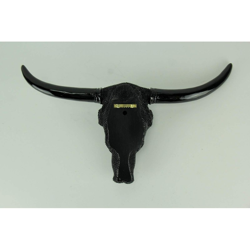 Black Beaded Bull Western Steer Skull Wall Decor