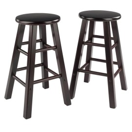 Pemberly Row 24" Transitional Solid Wood Counter Stool in Espresso (Set of 2)