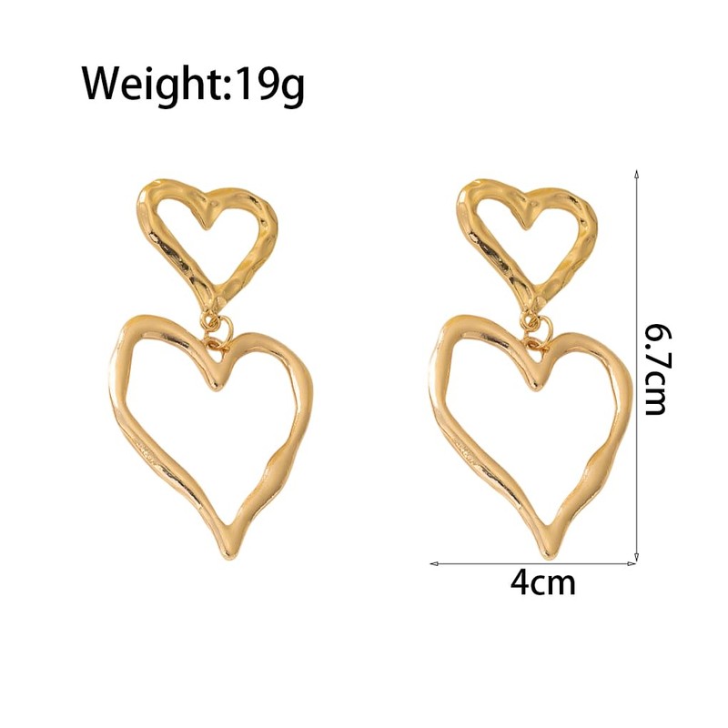 Gold Big Heart Earrings for Women,Y2k Large Heart Dangle Drop