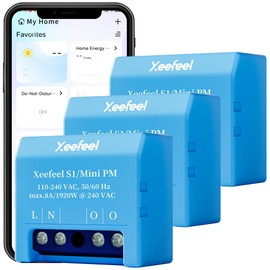 Xeefeel PM Mini WLAN & Bluetooth Smart Power Meter, 1 Channel, 16 A, No Relay Switch, Power Measurement, Real-time Energy Meter, No Hub Required, Alexa & Google Home, Home Automation, Set of 3