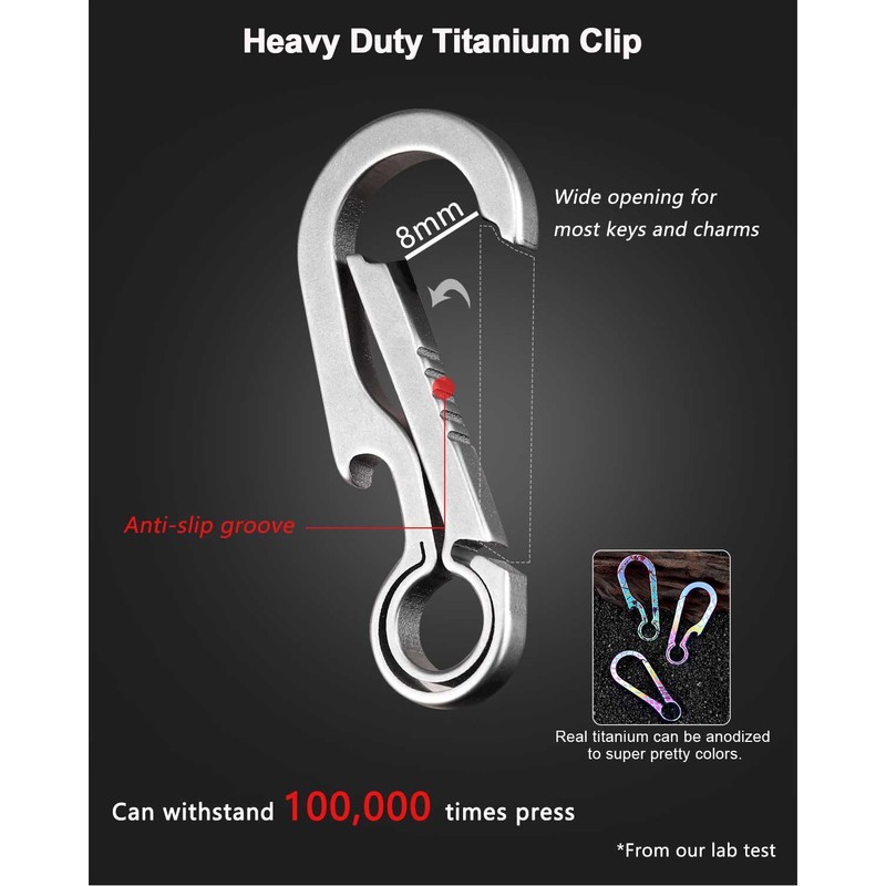 PJYTAC Titanium Carabiner Heavy Duty Keychain Quick Release Key Clip