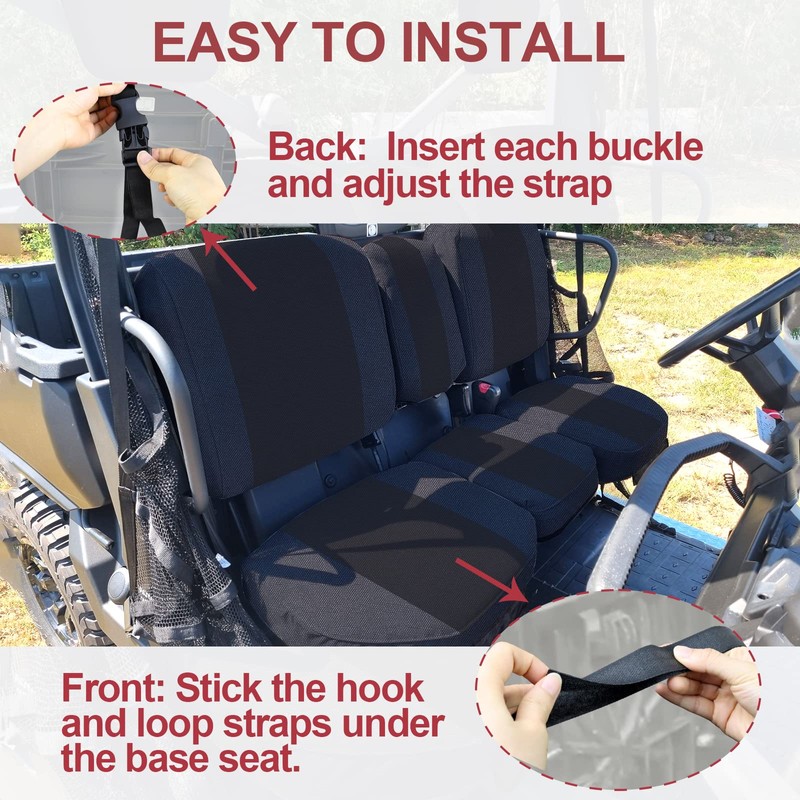 StarknightMT UTV Defender Seat Cover, Waterproof Dustproof Seat Covers Black