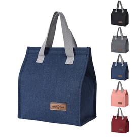 Sizkii Reusable Lunch Bag, Portable Insulated Leakproof Lunchbox Bag, Lunch Box Tote Bag Food Storage Containers Cooler Bag Bento Box Picnic Lunch Bag for Work/School/Travel/Picnic (Navy Blue)