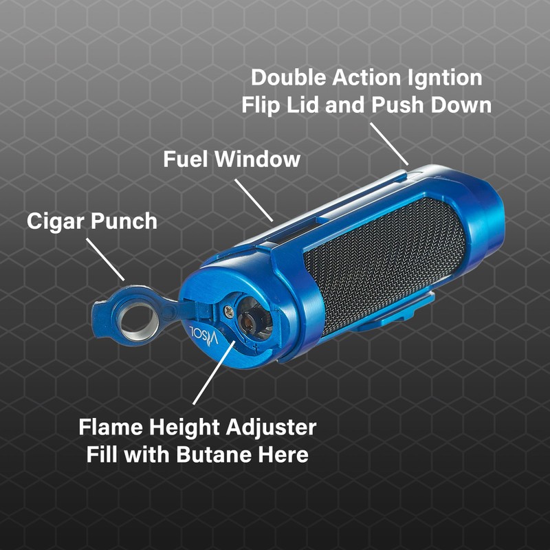 Visol Marlin Butane Torch Lighter Triple Flame Refillable Gas Lighter,