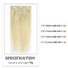 Aison Blonde Clip in Hair Extensions Real Human Hair Platinum