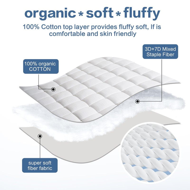LEISURE TOWN Mattress Pad King Size Soft Cotton Mattress Cover,Quilted