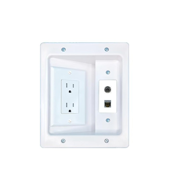 RiteAV 3.5mm CAT6A Recessed Wall Plate Cable Concealer Management Kit