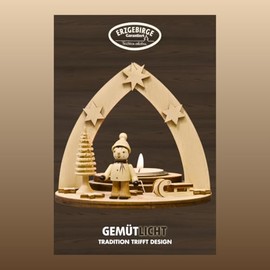 WEIGLA - Teelichthalter original Erzgebirge I Winterkind mit Schlitten I für 1 Teelicht I Weihnachtsdeko I Teelichthalter aus Holz