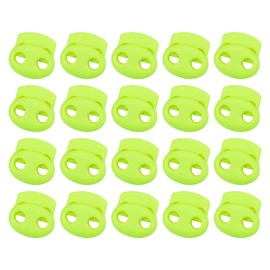 uxcell Plastic Spring Cord Locks, 20Pcs Shoe Lace Tie Lock, Double-Hole Slider Toggles Clip End Stopper Fastener for Drawstrings Paracord (Light Green)