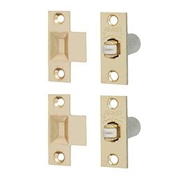 Adjustable Roller Catch Spring Loaded Latch Lock for Internal Doors | Brass Plated | Pack of 2