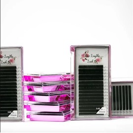 New Lengths Lash Co. Single Lengths Tays - D Curl, Ultra Black, 16 Rows, Professional Use, Classic and Volume Eyelash Extensions (10mm / 0.15mm)