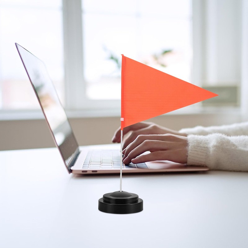 POPETPOP 6PCS Mini Desk Flag Holder Stands - Black Plastic
