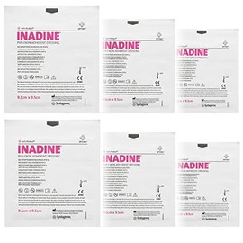 Inadine Iodine Non Adherent Anti-Bacterial Sterile Wound Injury Dressings - 6x Dressings