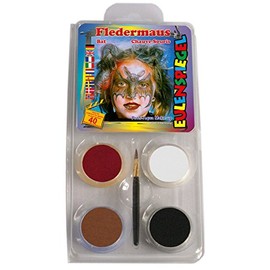 Eulenspiegel 204306 - Motiv-Set Fledermaus, 4 Farben, 1 Glitzer, 1 Pinsel, 1 Anleitung, für ca. 40 Masken, Karneval, Motto-Party