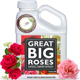Great Big Roses – Soil and Rose Fertilizer Booster to Grow The Best Roses and Flowers; Rose Food Compost Extract for Rose Bush, 1 Gallon Concentrate (Makes 32 Gallons)