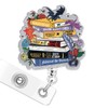 Fantasy Bookish Badge Reel, Bookworm Retractable ID with Alligator Clip