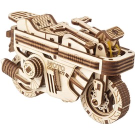 UGEARS Wood Motorcycle Model Kit - Moto Compact Folding Scooter 3D Puzzles for Adults - 3D Puzzle Model Kits for Adults (Rides 6 feet) - Self-Propelled Two-Wheeled Scooter 3D Wooden Puzzles