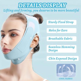 ZOPJUMA V Face Masks, Double Chin Reducer Face Lifting Bandage, for Double Chin and Saggy Face Skin, Blue