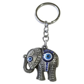 Generic Bro Mart Evil Eye Elephant Good Luck Metal Keychain for Home Office Car Bike (Multi Color), Medium, Silver