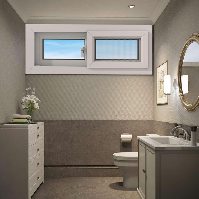 Vinyl Basement Slider Window,32" x 16" Basement Window,Removable Sliding Windows