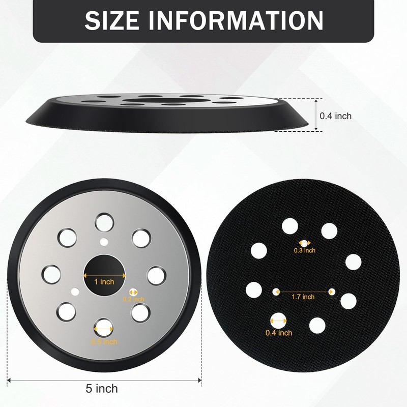 AegisTorq 5 inch 8 Hole Replacement Sander Pad, 2pcs 5