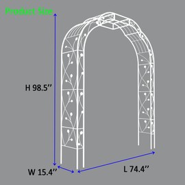 Adjustable Metal Garden Arch 8-in-1 DIY Garden Arbor Trellis for Climbing Plants Outdoor Rose Arch Wedding Archway Galvanized Steel Plant Support for Vines Ivy Grapes and Flowers 98" Tall, White