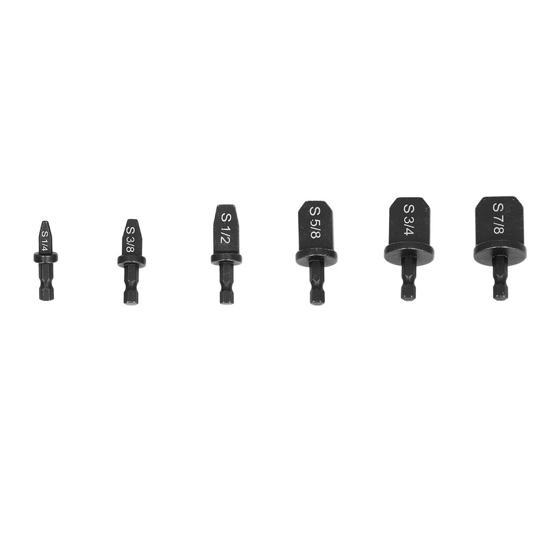 HVAC Tools, Swaging Tool Drill Bit Set, 6Pcs Hex Triangular