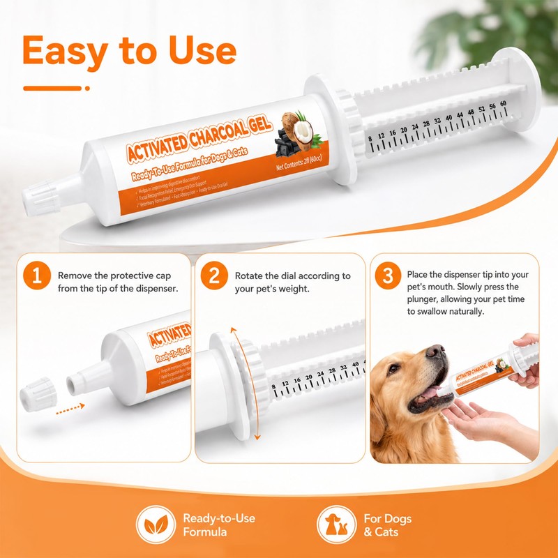 Hekeauo Activated Charcoal for Dogs & Cats, Activated Charcoal First