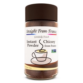 Straight From France Genuinely French, Non-GMO Certified Caffeine Free Instant Chicory Powder, Coffee Substitute Rich in Prebiotic Fibers, All Natural Coffee Alternative Made from Chicory Roots 7 Oz
