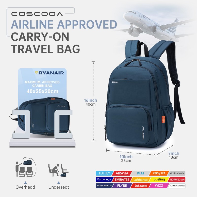 COSCOOA Small Carry On Backpack 20L,United Airlines Personal Item Bag